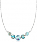 Italian Multicolored Murano Glass Bead Necklace in Sterling Silver