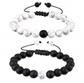 Beaded Bracelets Couples Matching Bracelet Set Matte Lava Rock Beads