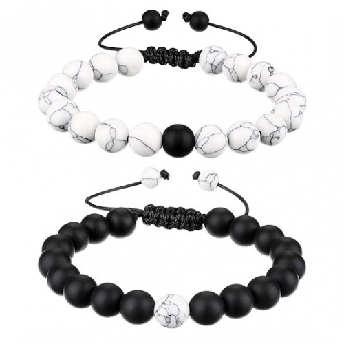 Beaded Bracelets Couples Matching Bracelet Set Matte Lava Rock Beads