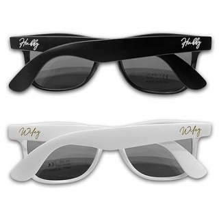 Couples Sunglasses with Hubby Wifey Printing in Black and White